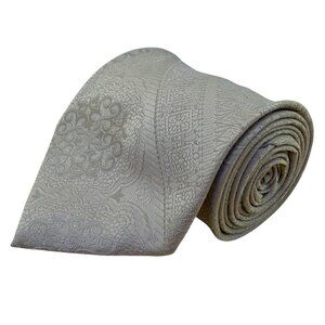 Colosseo Di Roma Mens Light Gray Polyester Patterned Necktie Classic Design